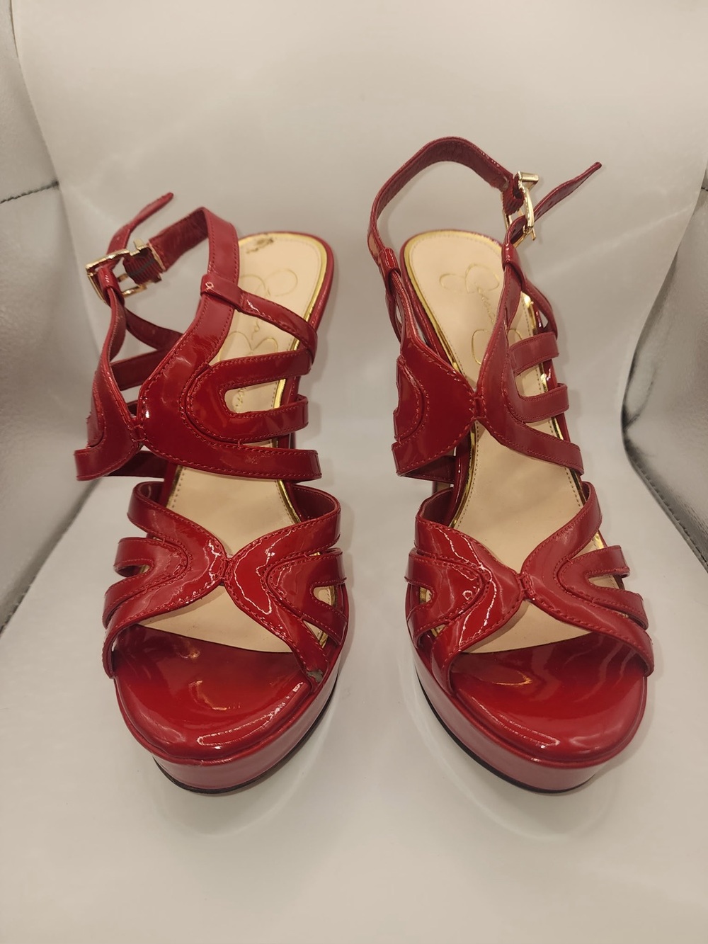 Jessica Simpson Red Patent Strappy Platform Heels